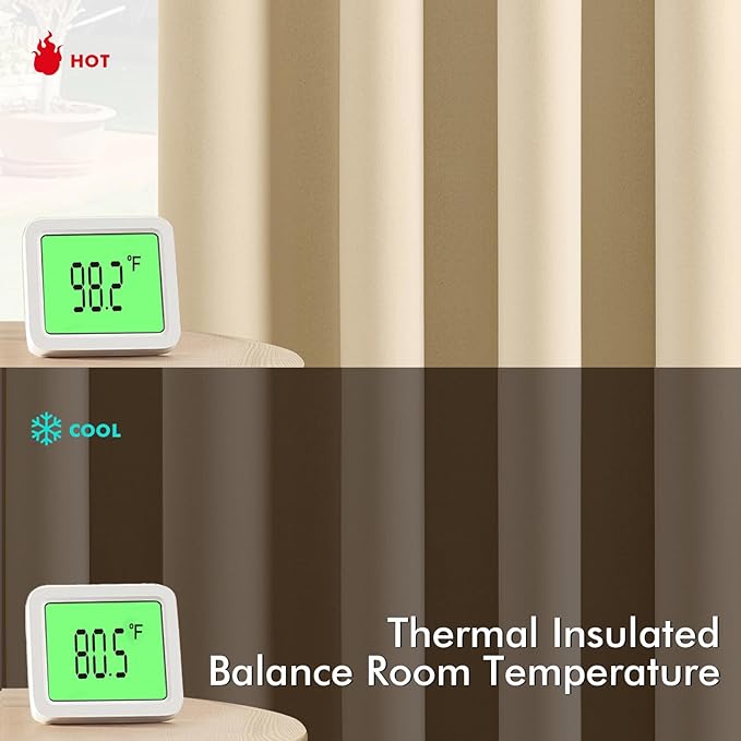 MIULEE Cream Beige Blackout Curtains - Thermal Insulated Bedroom Curtains Room Darkening Drapes for Living Room Kitchen Grommet Top Light Blocking Window Treatment, 40 x 45 Inches Long, 2 Panels