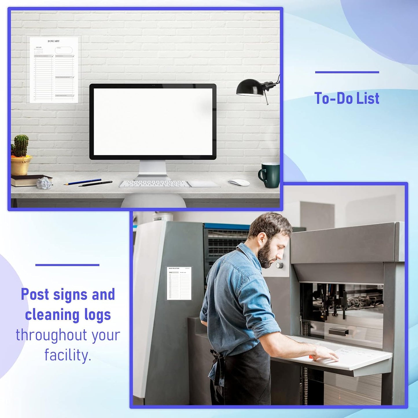 Outus Self Adhesive Shop Ticket Holders Clear Plastic Sleeves Adhesive Pockets Work Order Job Ticket Holders for Home Office Posting Signs(8.5 x 11 Inch,60 Pcs)