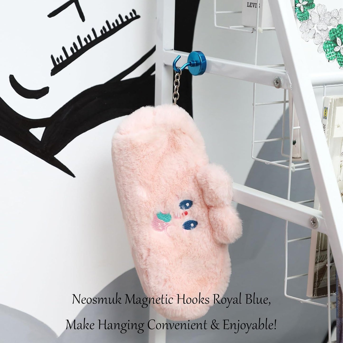 Neosmuk Magnetic Hooks Heavy Duty,Strong Magnet with Hook for Fridge, Super Neodymium Extra Strength Industrial Hooks for Hanging, Magnetic Hanger for Toolbox, Cruise, Grill(RoyalBlue,4 Pack)