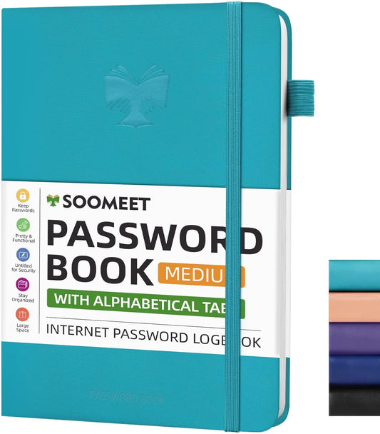 Password Book with Alphabetical Tabs, Hardcover Password Keeper, A5 Size 8.3"x6" Password Notebook for Saving Internet Login, Username, Password Organizer for Computer & Website