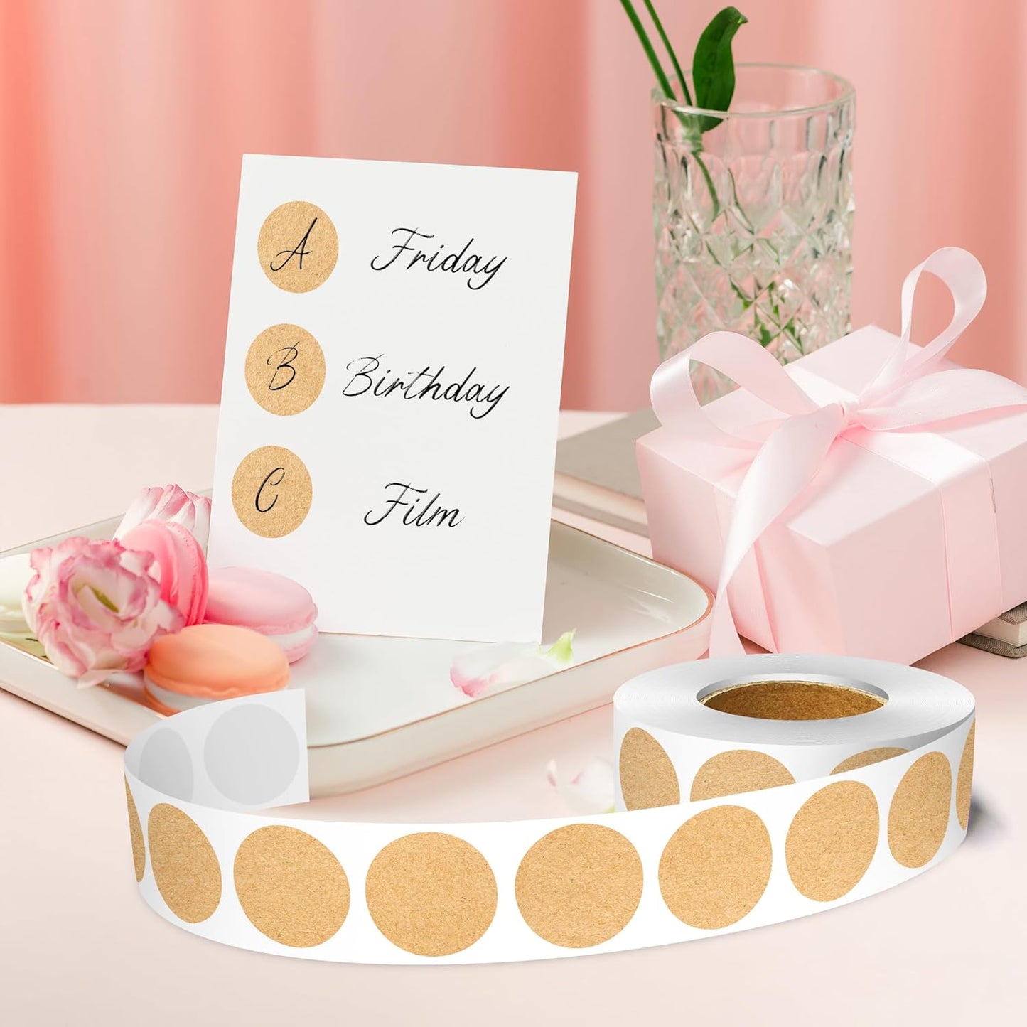 1 Inch Round Color Coding Labels, 1000 Dots Per Roll Kraft Brown Color Coded Dot Stickers, Round Color Dot Labels for Organizing, Filing, and Storage