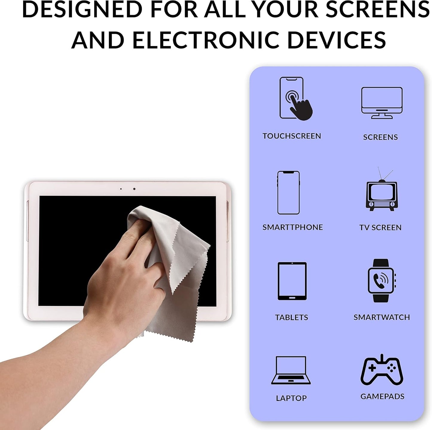 Swanky Screen Cleaner Kit: Microfiber Cloths & Spray for TV, iPad, iPhone, Monitor & Laptop (2 Oz, 4-Pack)