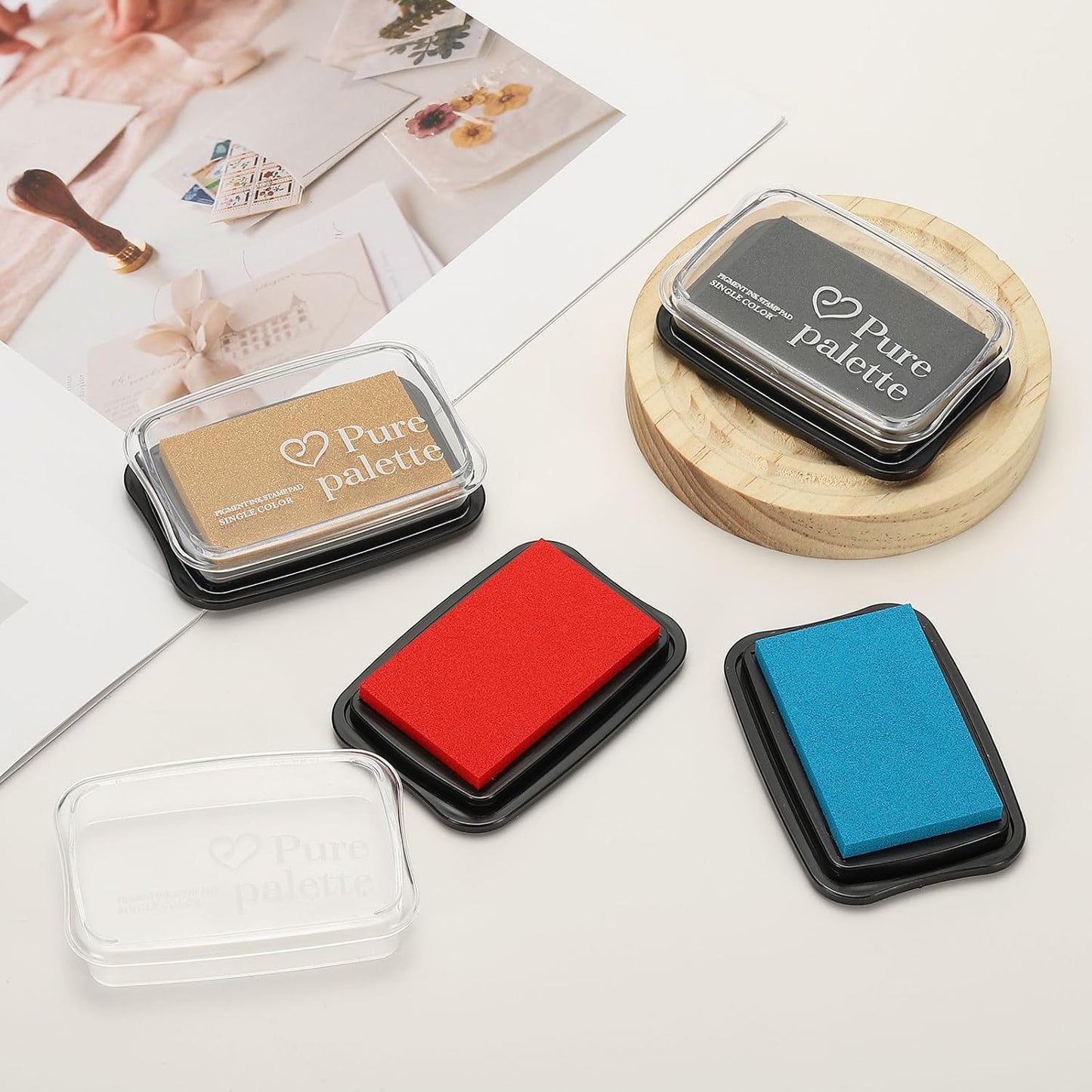 PATIKIL 3"x2" Large Stamp Pad, 2Pcs Washable Craft Ink Pad for Rubber Stamp Card Making Stamping Scrapbook Fingerprint Handprint, Copper/Black