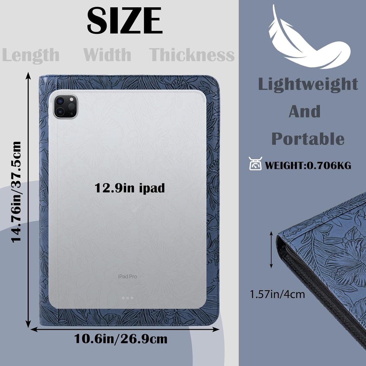 Calfinder 3 Ring Portfolio Binder,PU Leather Padtfolio Binder with Zipper,Padfolios for Women&Men,Professional Business Portfolio Organizer for Resume/Interview, A4 Letter Document Organizer