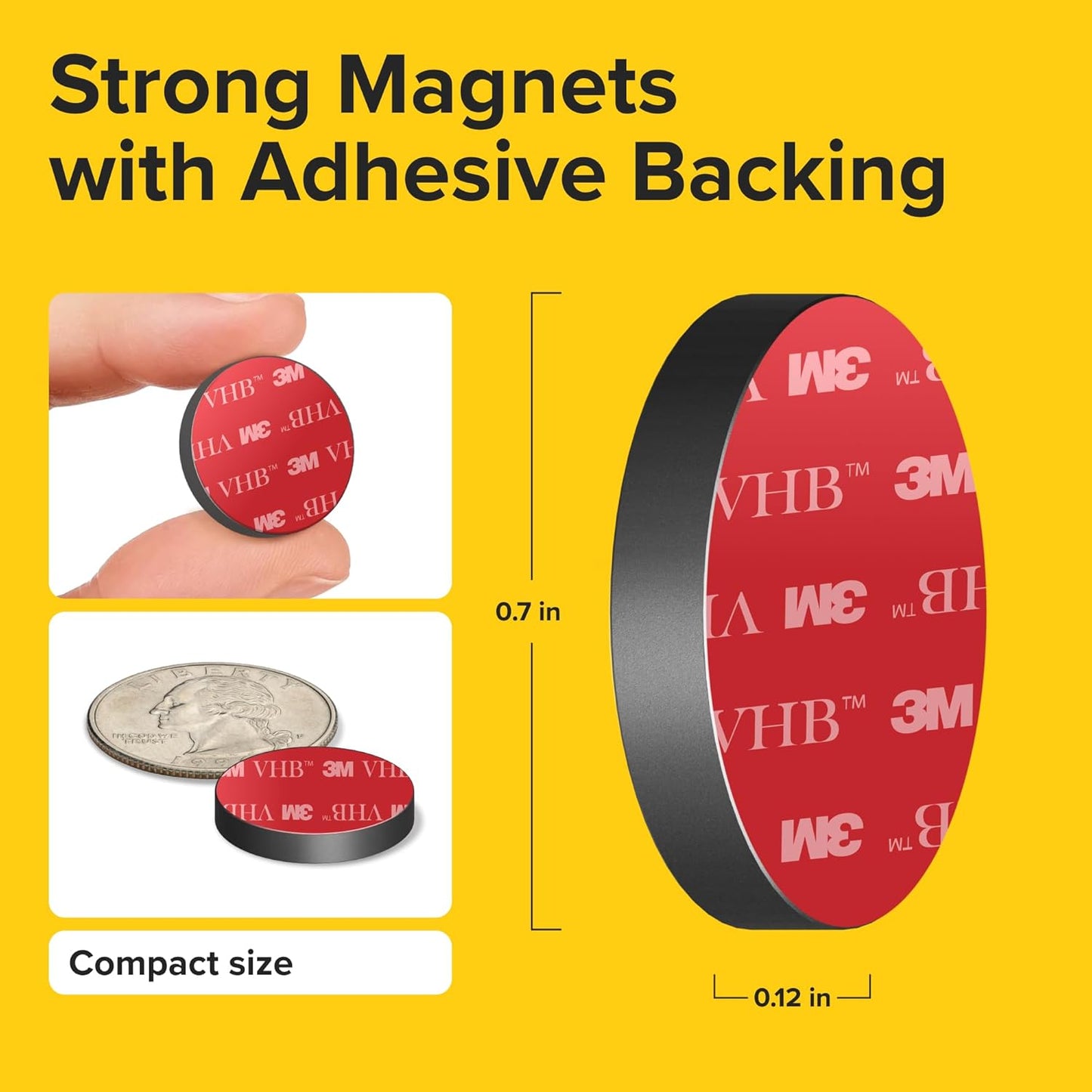 X-bet MAGNET Strong Magnets with Adhesive Backing - Heavy Duty Sticky Magnets, Refrigerator (0.7"x0.12", 100 PCs)