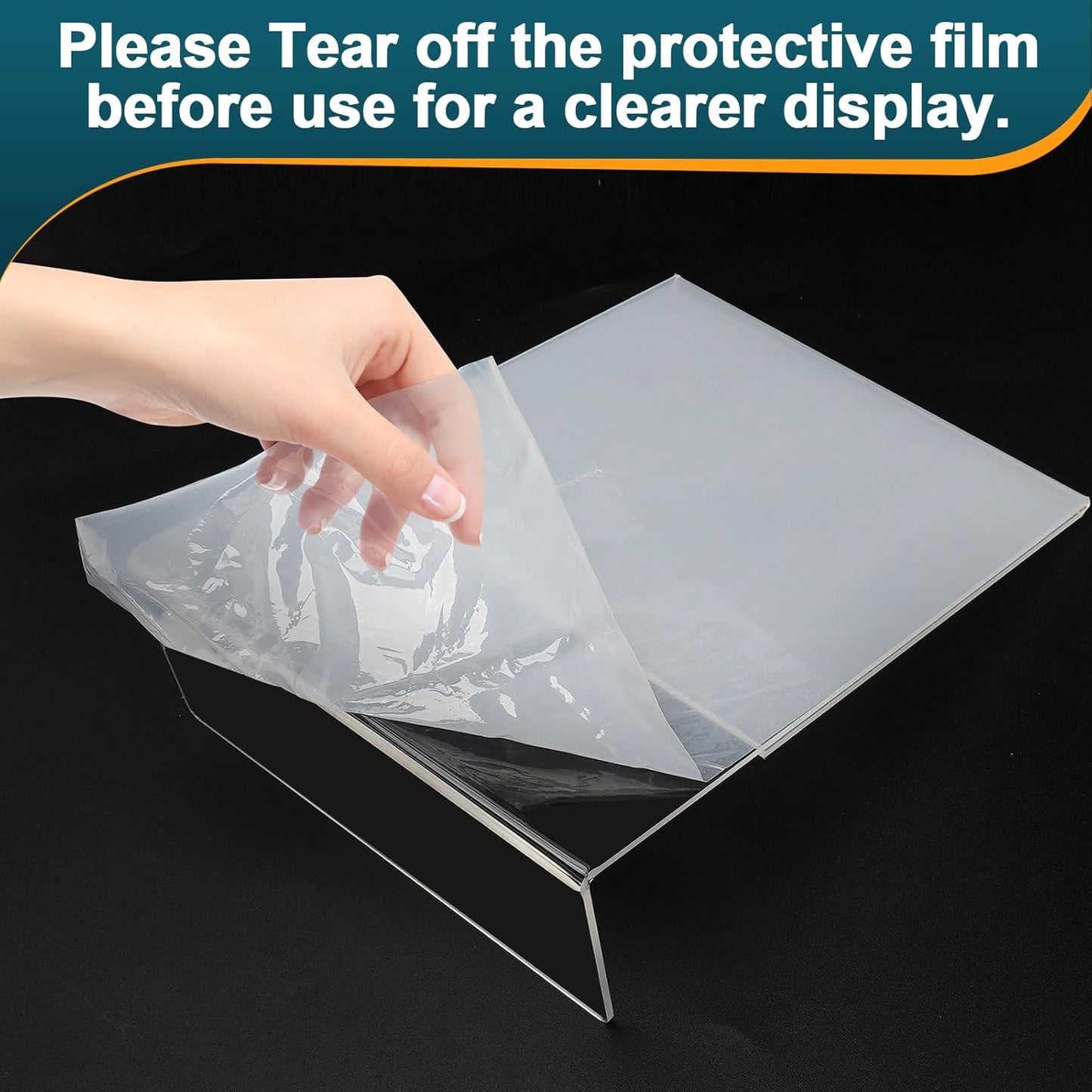 Acrylic Sign Holder 5x7 Inches, 16 Pack Clear Plastic Table Paper Display Stand, L-Shape Vertical Menu Holder Stand, Clear Picture Photo Flyer Display Stand for Restaurants, Store Show, Office Desktop