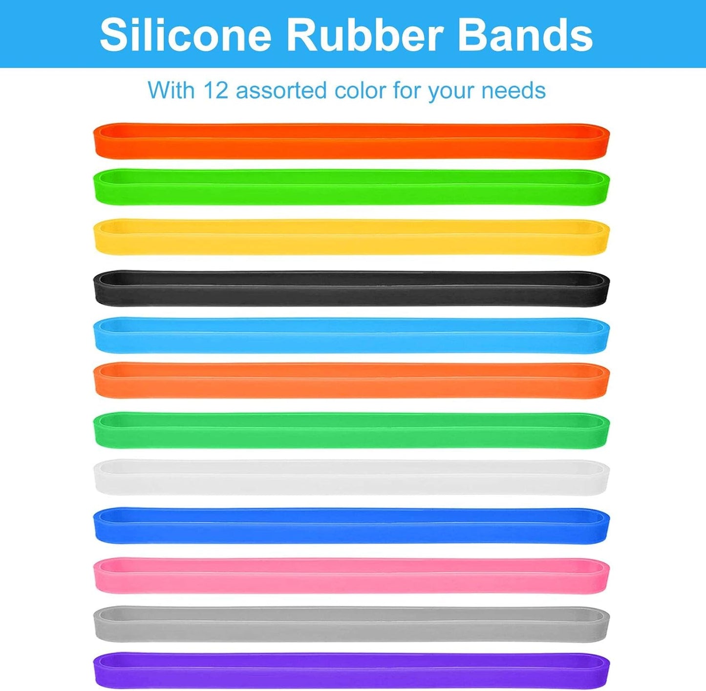 Coopay 60 Pieces Silicone Rubber Bands Colorful Elastic Wrapping Bands for Books, Art, Exercise, Crab Traps, Cooking, Wrapping, Heat, Cold, UV, Chemical Resistant (5.5 inch)