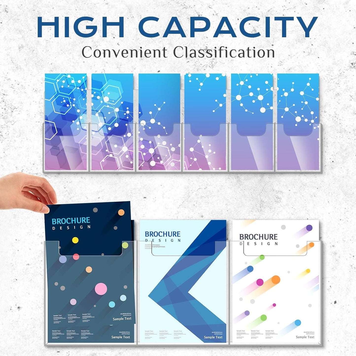 Sherr 2 Pcs Acrylic Brochure Pamphlet Holder Wall Mount 2 Sizes 9 Pocket Fits for 8.5" x 11" and 4" x 9" Brochure Magazine Holder Literature Multi Slot Wall Mount Combo Display Clear Flyer