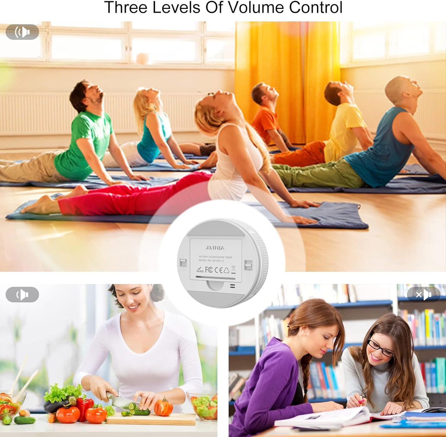 AVINIA Digital Kitchen Timers, Visual timers Large LED Display Magnetic Countdown Countup Timer for Classroom Cooking Fitness Baking Studying Teaching, Easy for Kids and Seniors White