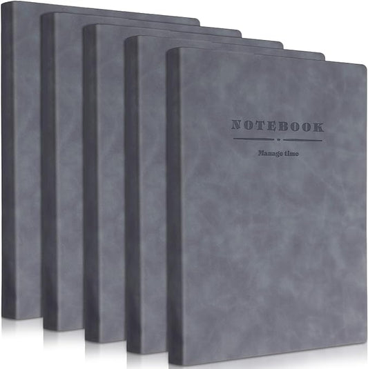SATINIOR 5 Pack A4 Notebooks Large Journal 360 Pages Leather Softcover Hardcover Notebooks Thick Paper Lined Notepad for Office School Business Note Taking Writing, 8.5'' x 11''(Gray)
