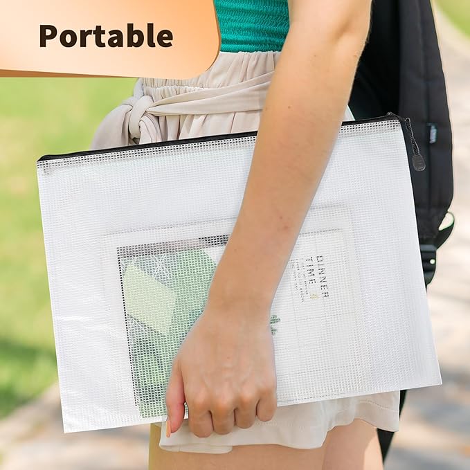 Umriox Zipper Mesh Document Pouch, 6 Assorted Size (Black, 18 Packs), Clear Zipper Pouches, Waterproof Travel Pouch for Office Supplies, Puzzles, Board Games and Craft Projects