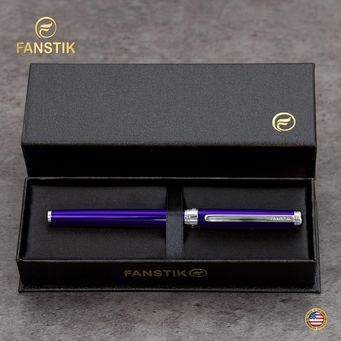 Blue Luxury Rollerball pen (Made In USA) fancy gift set for women, Real 24K Gold Plating, Professional executive pen gift set for men (Lux Rollerball Blue)