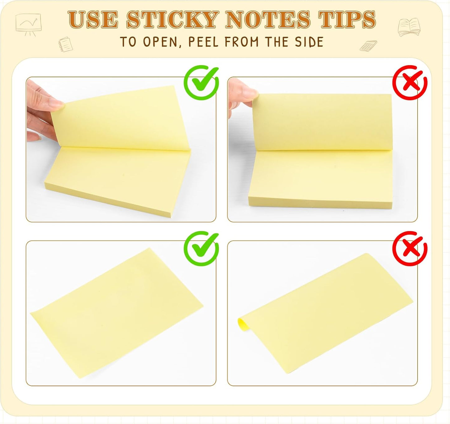 (16 Pack) Large Sticky Notes 3x5 in Yellow, 1600 Pcs Self-Stick Pads, Clean Removal, 100 Sheets/Pad Super Adhesive Sticky Pads Recyclable for Notebook, Meeting, Office, Shool, Home