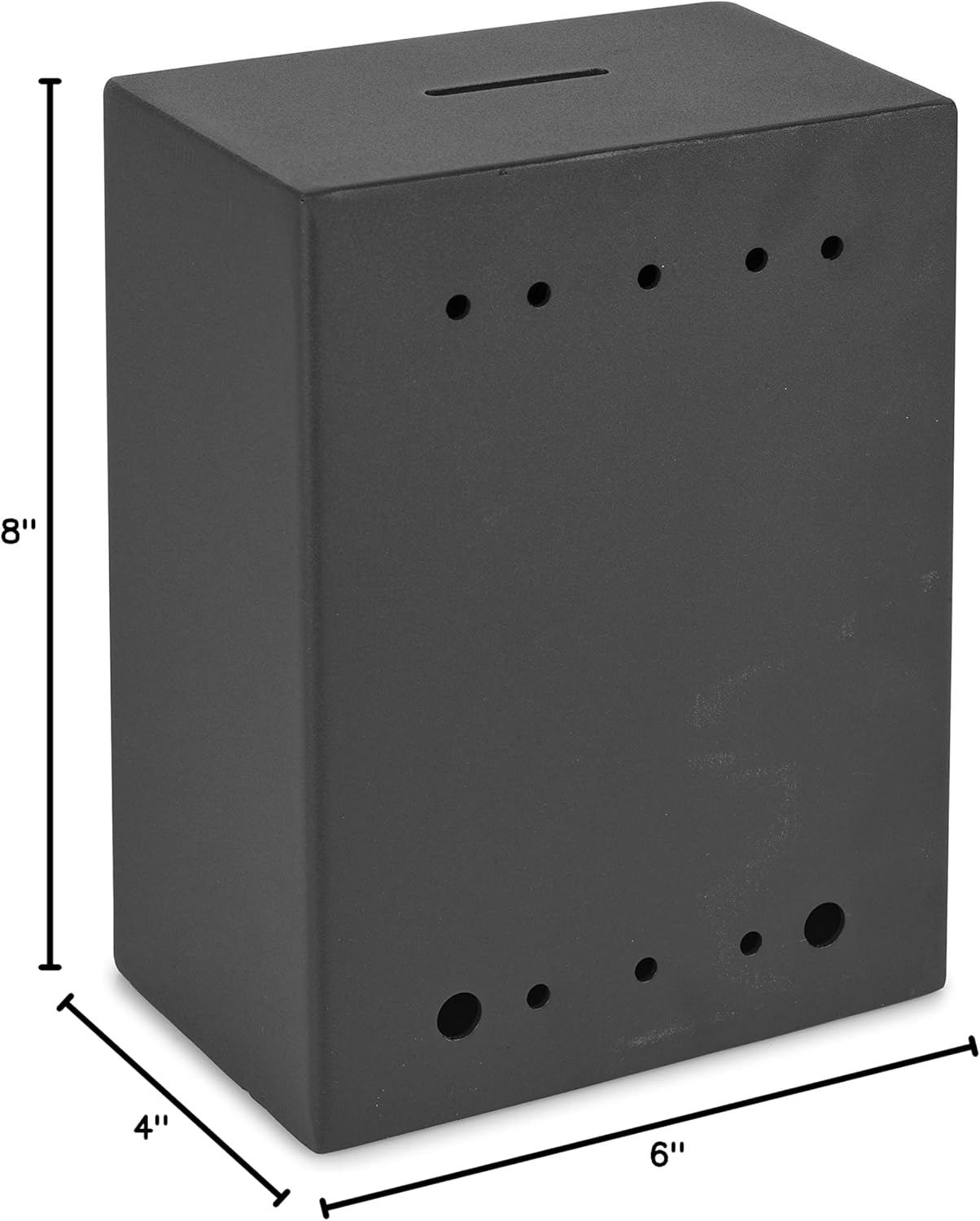 Metal Donation Box Charity Steel Collection ballot Box Office Suggestion Box Secure Box With Front and top Slot Easy Wall Mount with pre drilled holes 8.5x6.5x4" Drop Box for Home and Office(Black)
