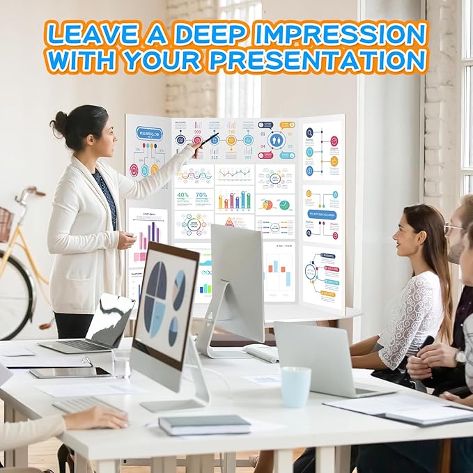 WinTS 6 Packs 36" x 48" Trifold Poster Board White TriFold Poster Boards Corrugated Presentation Board Large&Sturdy Foldable Poster Board for Presentations,School Projects,Science Fair