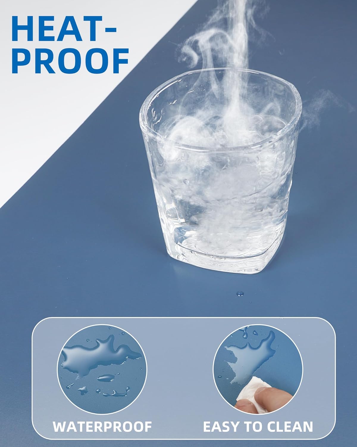 Leather Desk Pad Blotter,Mouse Pad,Office Desk Mat, Non-Slip PU Leather Desk mat,Large Desk mat,Waterproof Keyboard mat for Office/Home/Decor (Grey Blue,31.5" x 15.7")