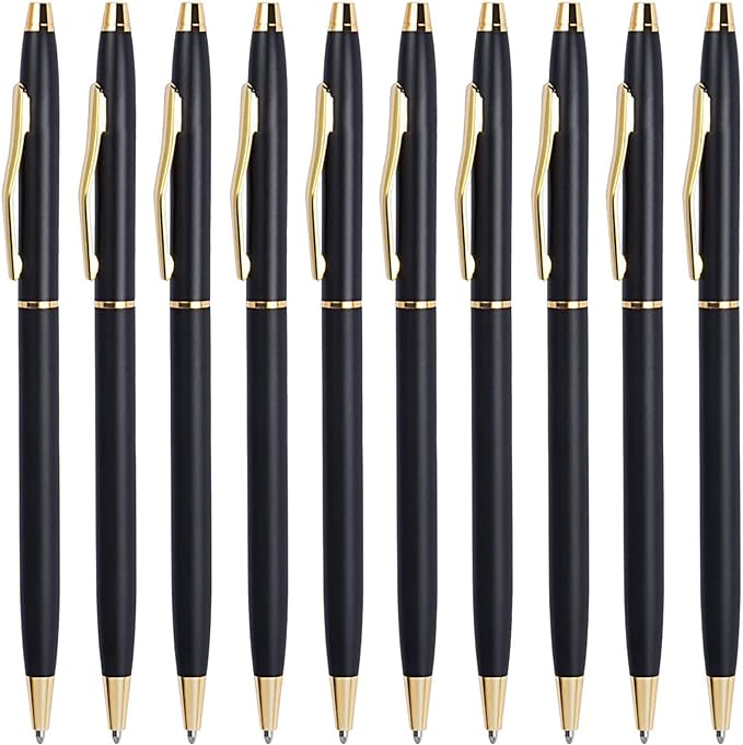 Cambond Black Pens Ballpoint Pens - Black Ink Bulk 1.0 mm Medium Point Smooth Writing Office Pens for Men Women Police Uniform Office Business, 10 Pack (Black)