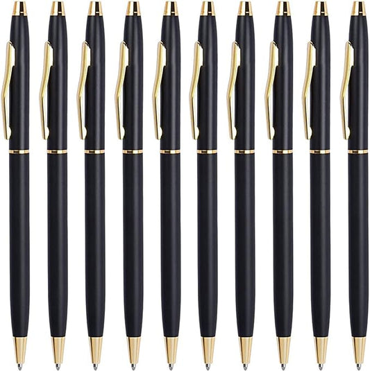 Cambond Black Pens Ballpoint Pens - Black Ink Bulk 1.0 mm Medium Point Smooth Writing Office Pens for Men Women Police Uniform Office Business, 10 Pack (Black)