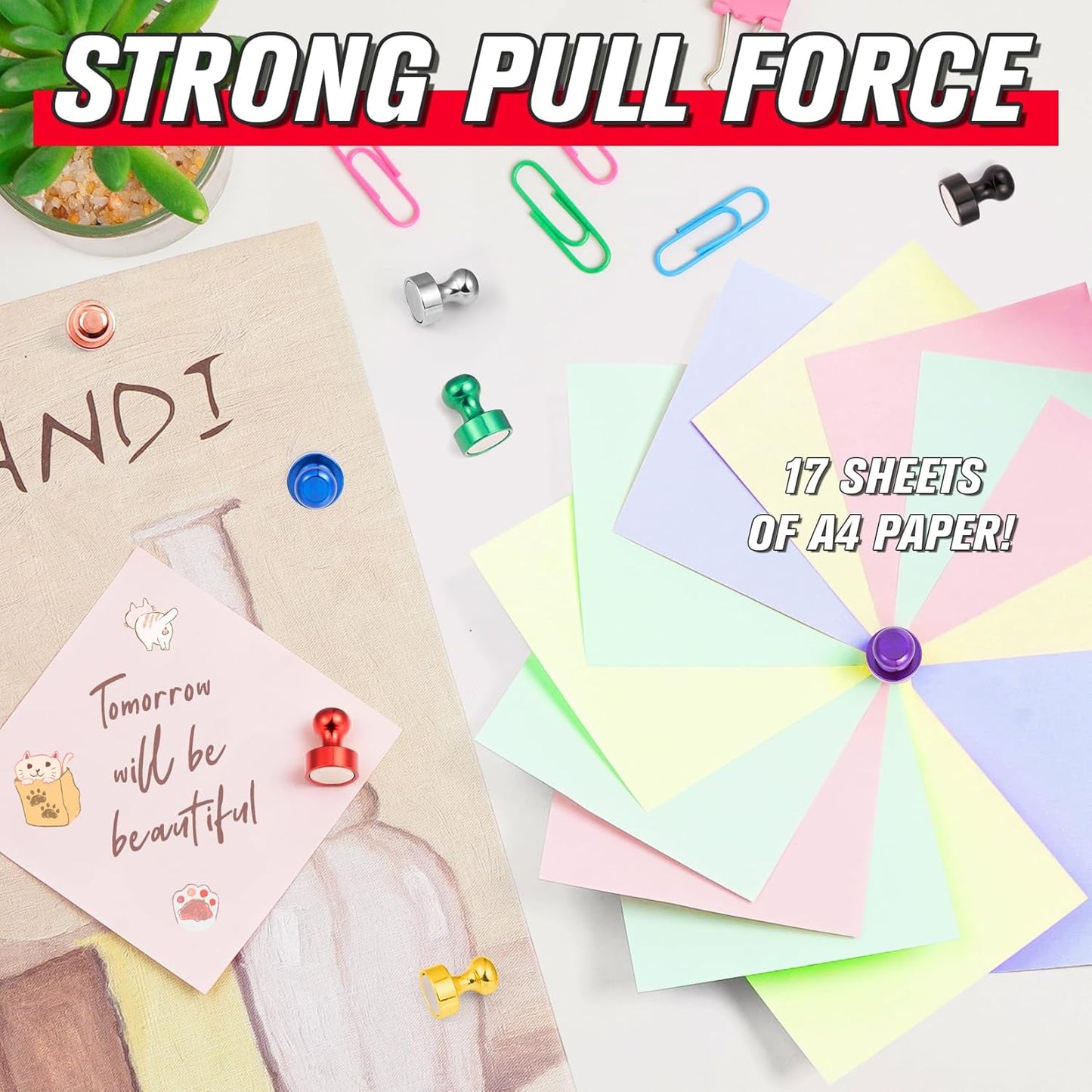 FINDMAG 100Pcs Fridge Magnets, Strong Magnets for Whiteboard, Magnetic Push Pins, Small and Strong Tacks for Home, Office, School, Map, Kitchen Accessories(Colorful)