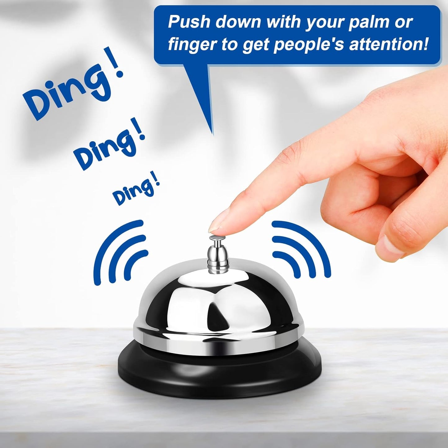 Yexiya 3 Pack Call Bell 3.35 Inch Diameter with Metal Anti-Rust Construction Service Bell for Hotels, Schools, Restaurants, Reception Areas, Hospitals, Warehouses