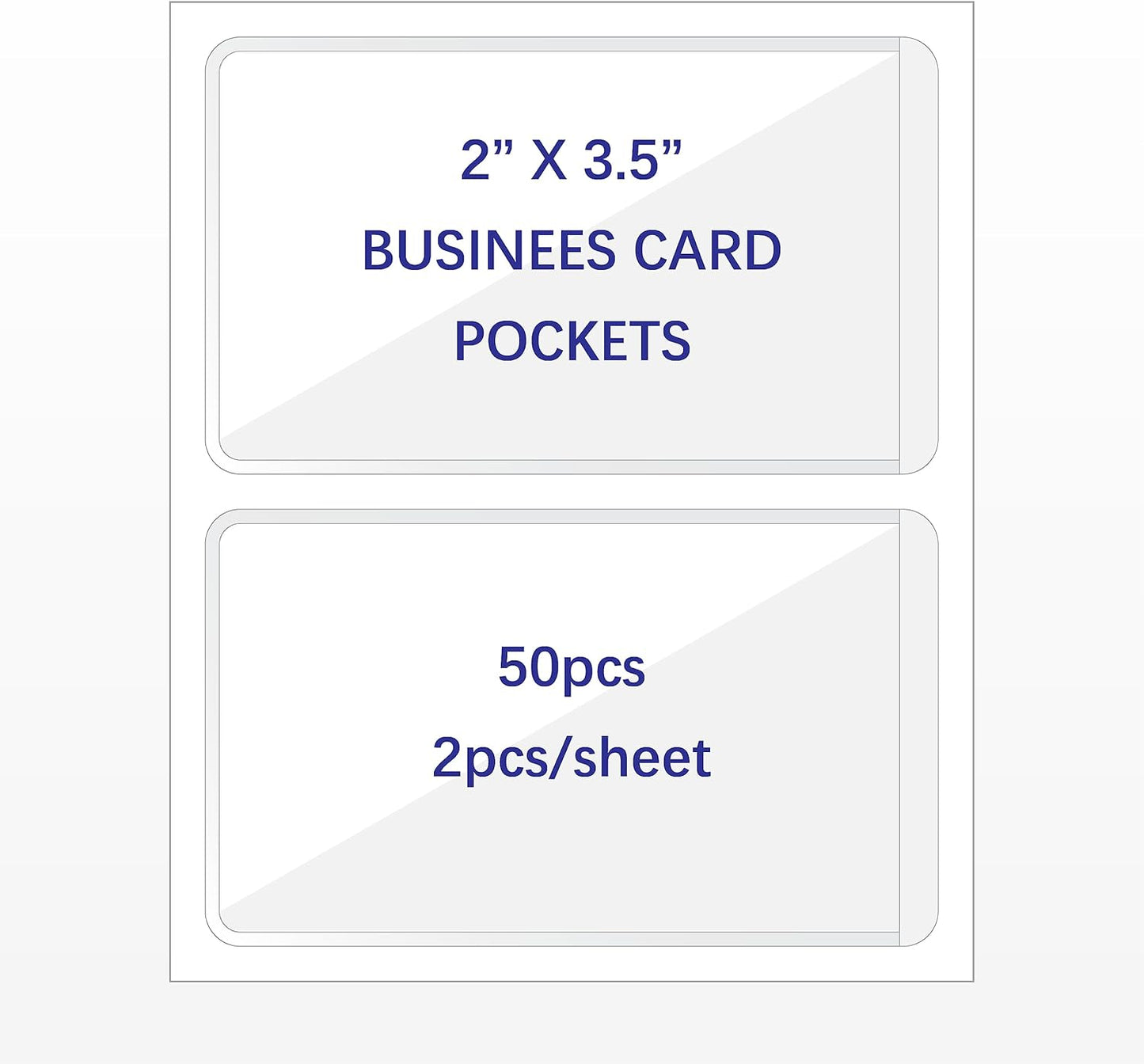 Clear Adhesive Business Card Pocket swith Side Open for Loading, 50 Pack, Plastic Labels Holders for Storage Bins and Library Card, Ideal for Organizing and Protecting Your Business Cards