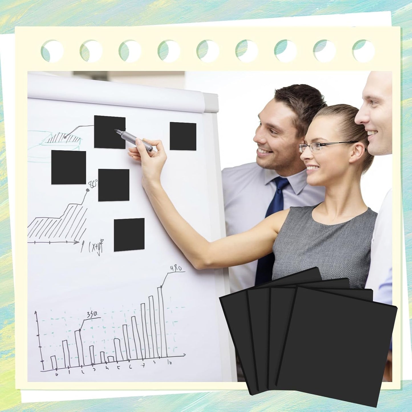 Thenshop 24 Sets Full Adhesive Sticky Notes 3x3 Inches Sticky Notes Adhesive Memo Self-Stick Pads Back to School Supplies Easy to Post for Teacher Coworkers Office 80 Sheets/pad(Black,Unlined)