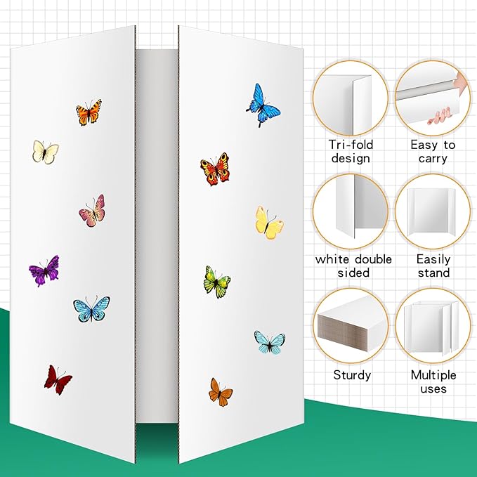 4 Pack Trifold Poster Board 48" X 36", IKAYAS Double Sided White Poster Boards, Science Fair Display Boards Posterboard Foamboard for Mounting, Prints,Art,Display,Projects Classroom Supplies