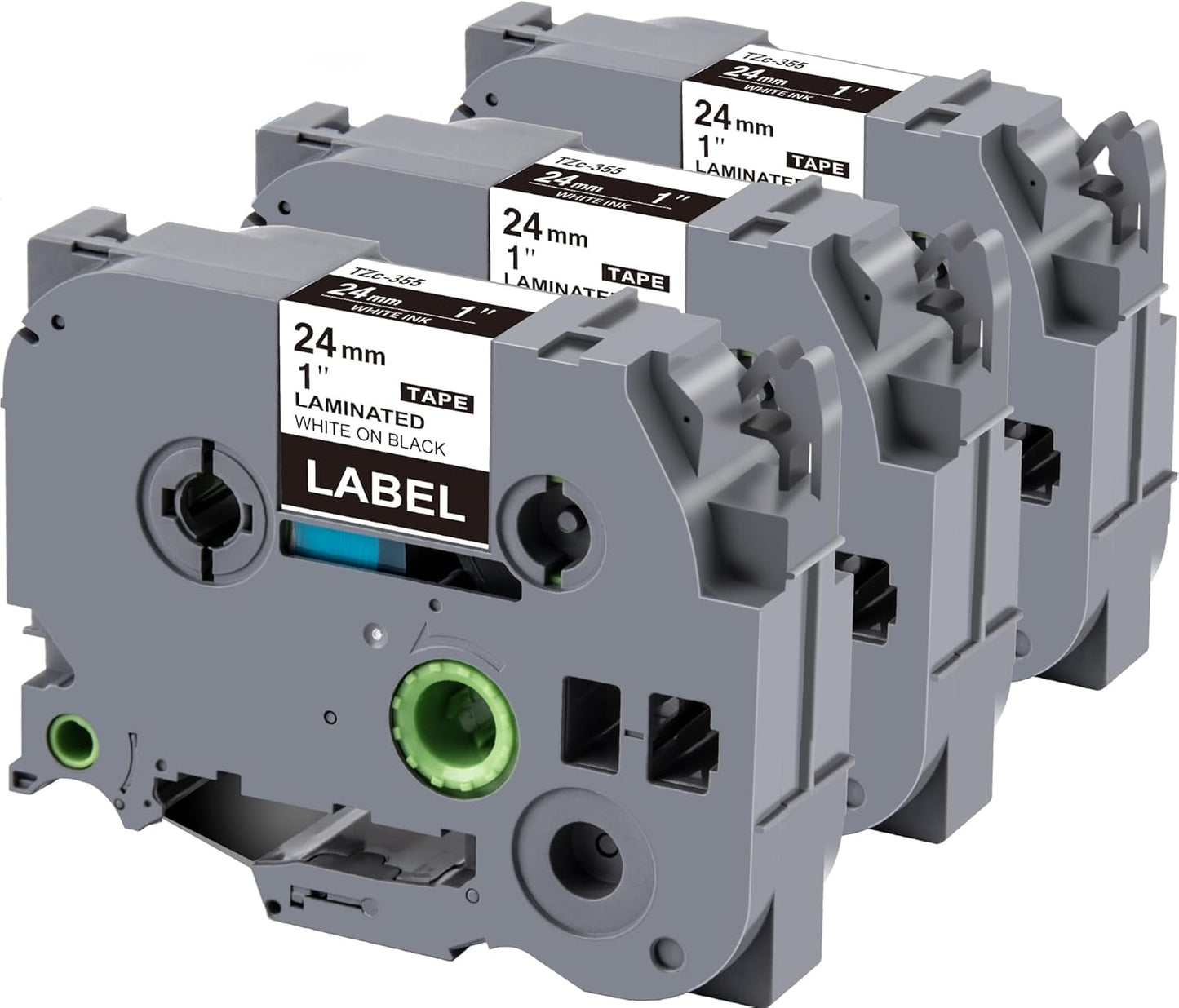 Weemay 3 Pack TZe355 24mm White on Black Laminated Label Tape Compatible with Brother Label Maker Tape TZe-355 TZe 355 TZ-355 TZ355 for PTouch PT-E500 PT-D600 PT-P750W PT-P900W Printer, 1 In x 26.2 ft