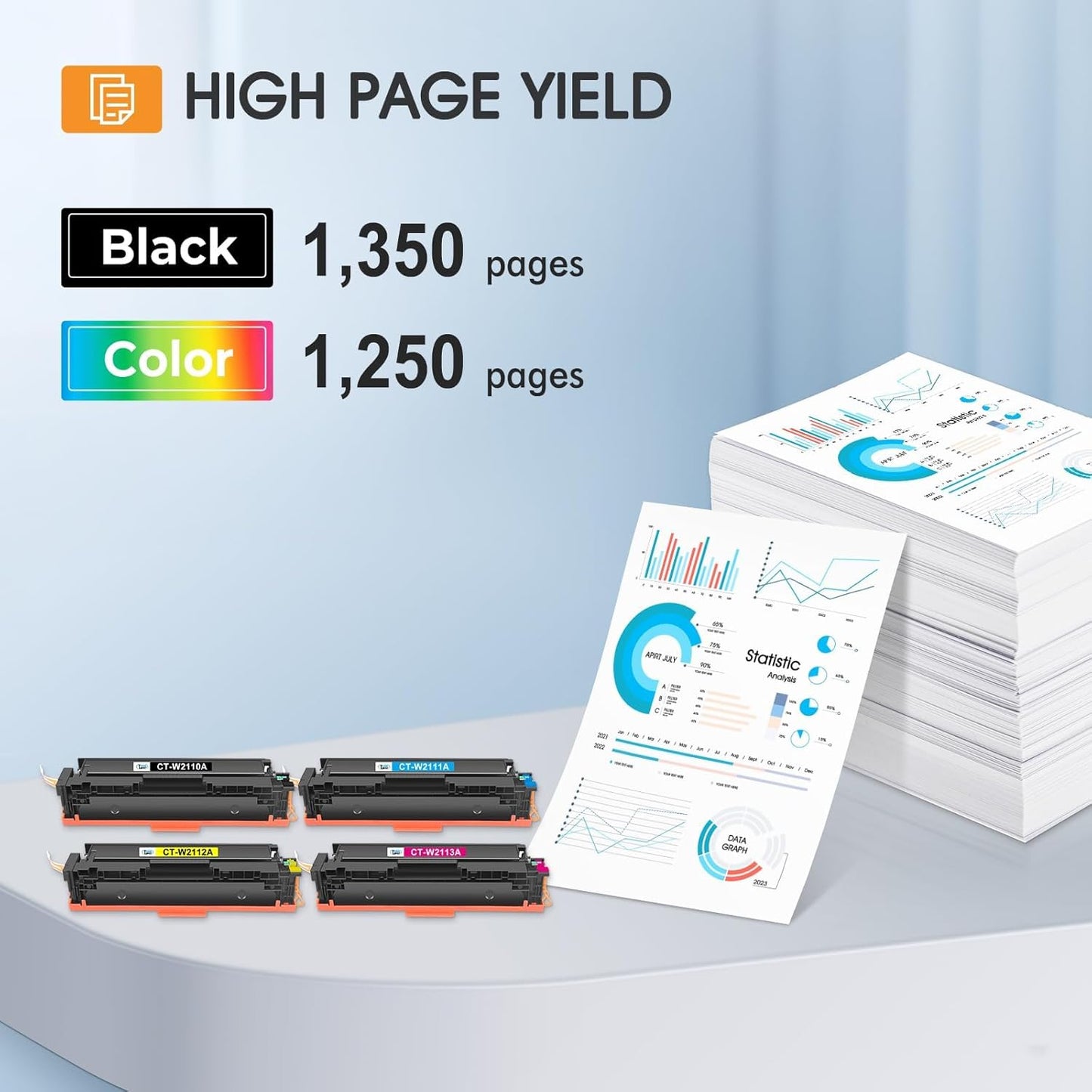 206A Toner Cartridges 4 Pack M283cdw M255dw Set Compatible Replacement for HP 206A 206X Color Laserjet Pro MFP M283fdw M283 M255 Printer High Yield Ink (with Chip) (Black Cyan Yellow Magenta)