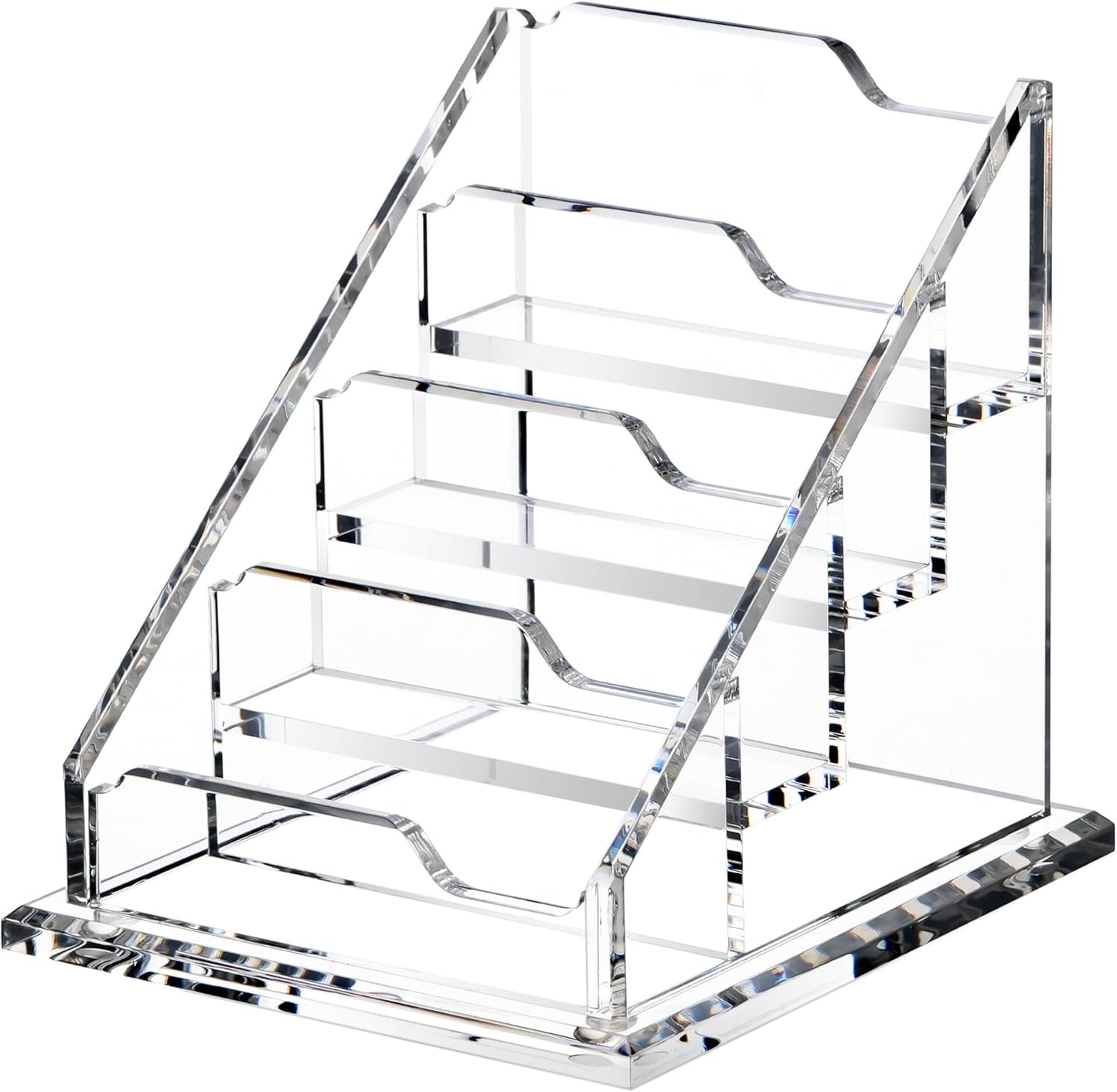Acrylic Card Holder Clear Horizontal Business Card Organizer Stand for Desk 4 Slots 4 Tier Business Cards Stand for Women and Men,Office Desk Accessories,Organize 200 Cards-1 Pack(4Slots-H)