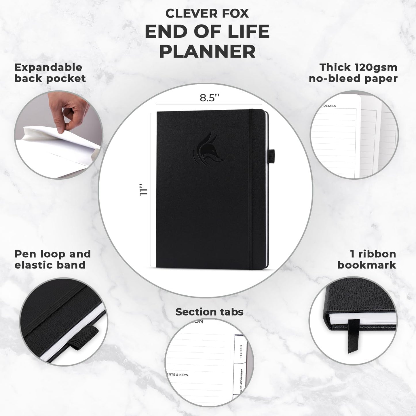 Clever Fox End of Life Planner – Final Arrangements Organizer for Beneficiary, Will Preparation, Last Wishes & Funeral Planning, A4 (Black)