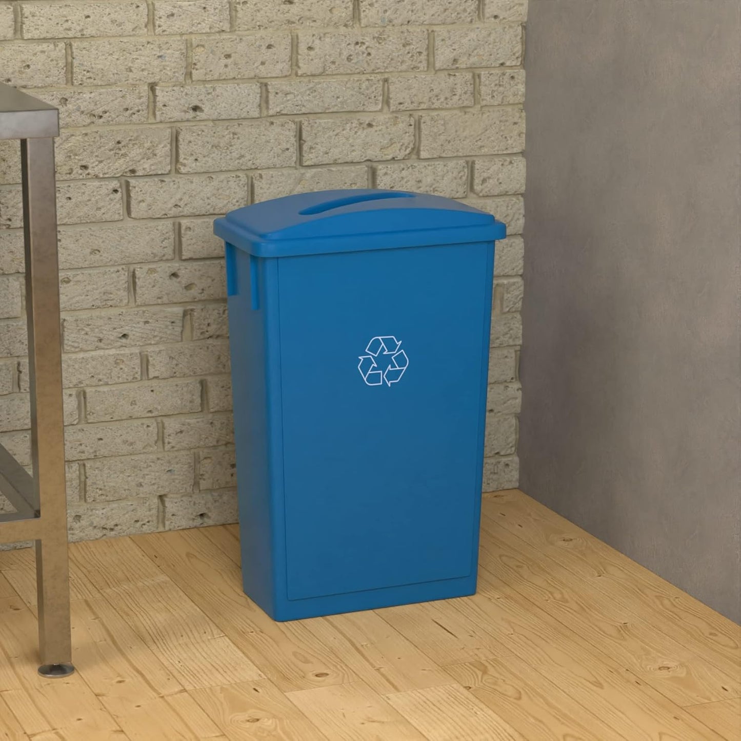 23 Gallon Blue Recycle Slim Jim Trash Can with Paper Slot