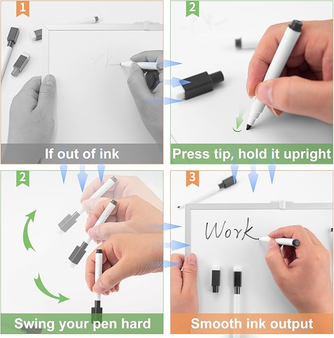 200 Pcs Black Magnetic Dry Erase Markers with Eraser Cap, White Board Mini Dry erase Markers Bulk, Fine Point Tip Student White Board Markers for Teachers Office School Supplies