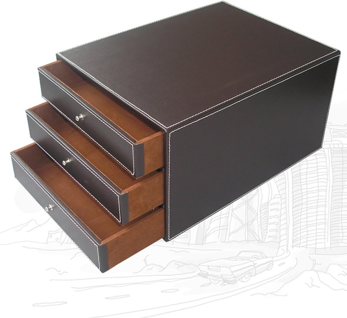 KINGFOM Office Desk Organizer Set 6 PCS Office Supply Synthetic Leather Desk Set Including Desk Organizer, Mouse Pad, File Cabinet, Document Holder, Crystal Holder and Tissue Box Holder(T02K)