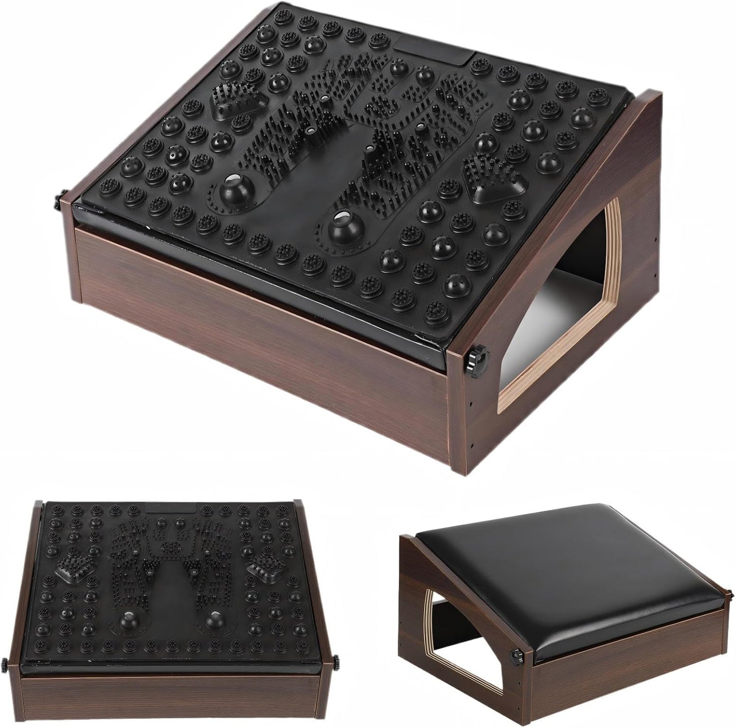 Ergonomic Foot Rest, 4 Adjustable Height Foot Stool,Footrest Under Desk， Flip Over Office Desk Foot Rest, Improving Posture, Promoting Blood Circulation（Espresso）