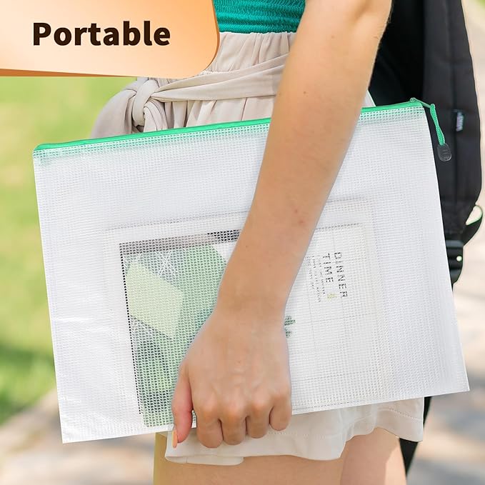 Umriox Zipper Mesh Document Pouch, 14.9x11.0 (6 Colors, 18 Packs), Clear Zipper Pouches, Waterproof Zipper Pouches for Craft Projects Office Supplies Cosmetics Travel Storage