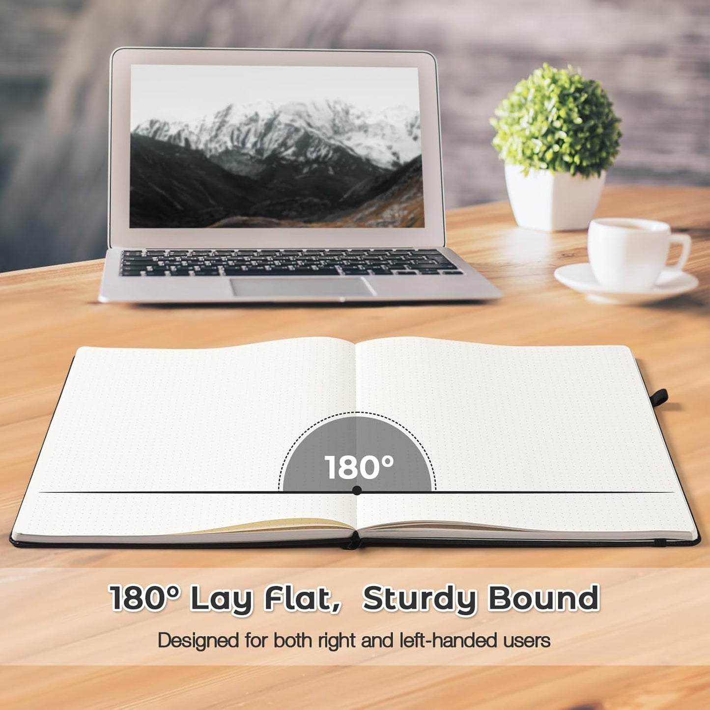 Dotted Journal, Hardcover Notebook 8.5 x 11, Dot Grid Notebook Journal for Women, Men, Large Leather Journals for Writing, Bullet, No Bleed Thick Paper, A4 Notebooks for Work, School, Notes, Black