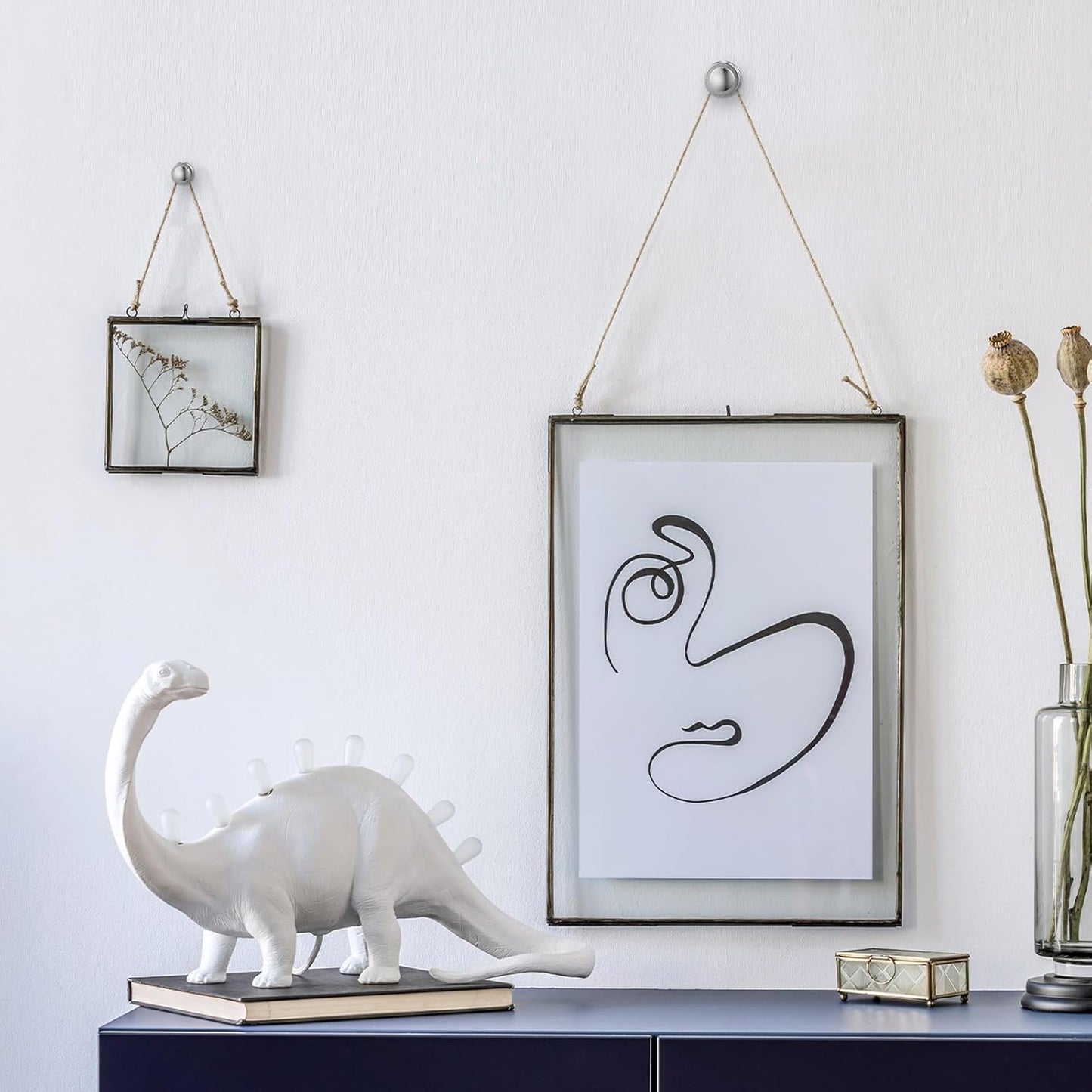 Ferraycle 40 Piece Double Headed Picture Hangers Nails 4 Size Long Thumb Tacks for Wall Hanging Decorative Nails Push Pins Picture Hooks for Drywall Photo Decor, 10/20/ 30/ 50lb(Silver)