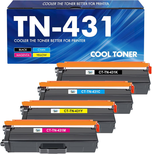 TN-431 TN431 Toner Cartridge Replacement for Brother TN431 TN 431 TN-431 TN431BK TN431C TN431M TN431Y for Brother MFCL8900CDW HLL8360CDW HLL8260CDW MFCL8610CDW HLL8360CDWT Printer Ink (BCYM, 4 Pack)