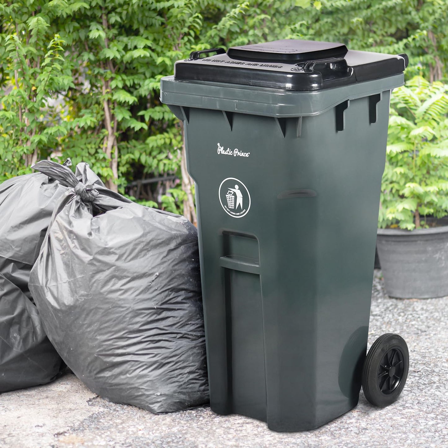 32 Gallon Trash Can with Wheels Rollout, Commercial Outdoor Trash Can Heavy-Duty Outside Garbage Can with Wheels, Gray 2 Pack