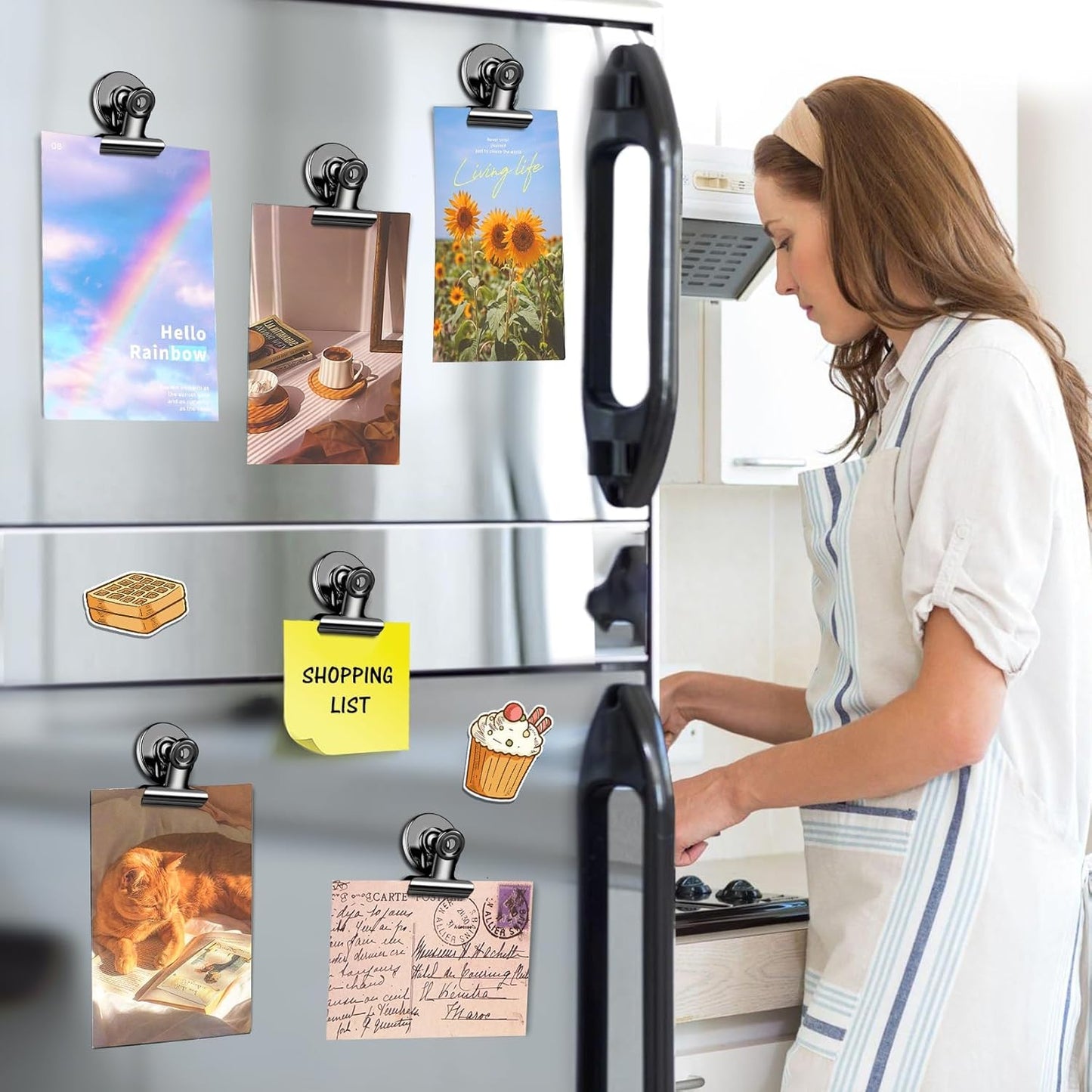 140 Pack Strong Magnetic Clips, Black Fridge Magnets Refrigerator Magnet, Magnet Clips for Photo Displays, Whiteboard Magnets for Home, Office, Classroom