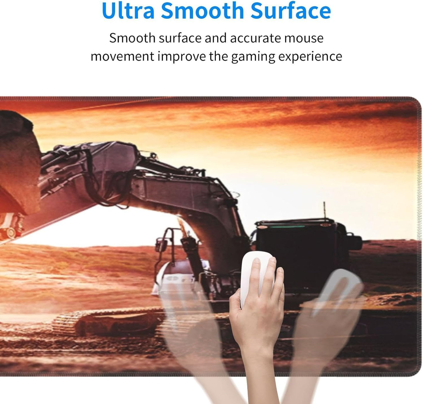 Digger Mouse Pad, Construction Vehicles Large Big Gaming Mouse Pad Desk Pad, Mousepad with Non-Slip Rubber Base, Extended XXL Mouse Mat for Computer Laptop Office Accessories