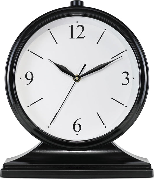 AYRELY® Vintage Desk Clock Silent-Non-Ticking 10-inch dial Table Clock,Retro Mantel Clocks and Easy to Read for Living Room, Bedroom, Shelf Decoration, Fireplace, Farmhouse Decor (Dark)