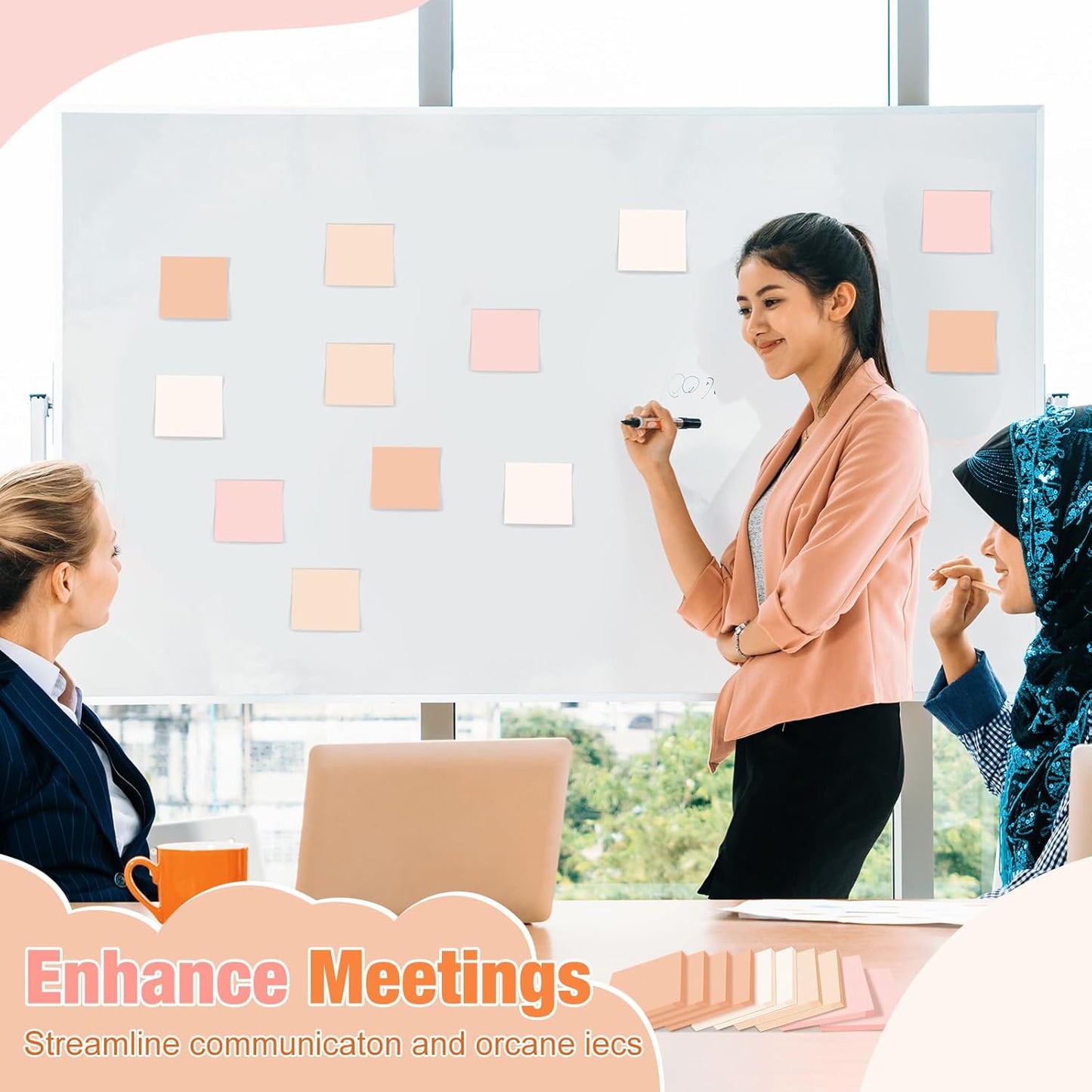 Fainne 24 Pack Sticky Notes Bulk Back to School Supplies Self Stick Note Pads Paper Memo for Office First Day of School Student Teacher Essentials (2 x 2 Inches,Pink)