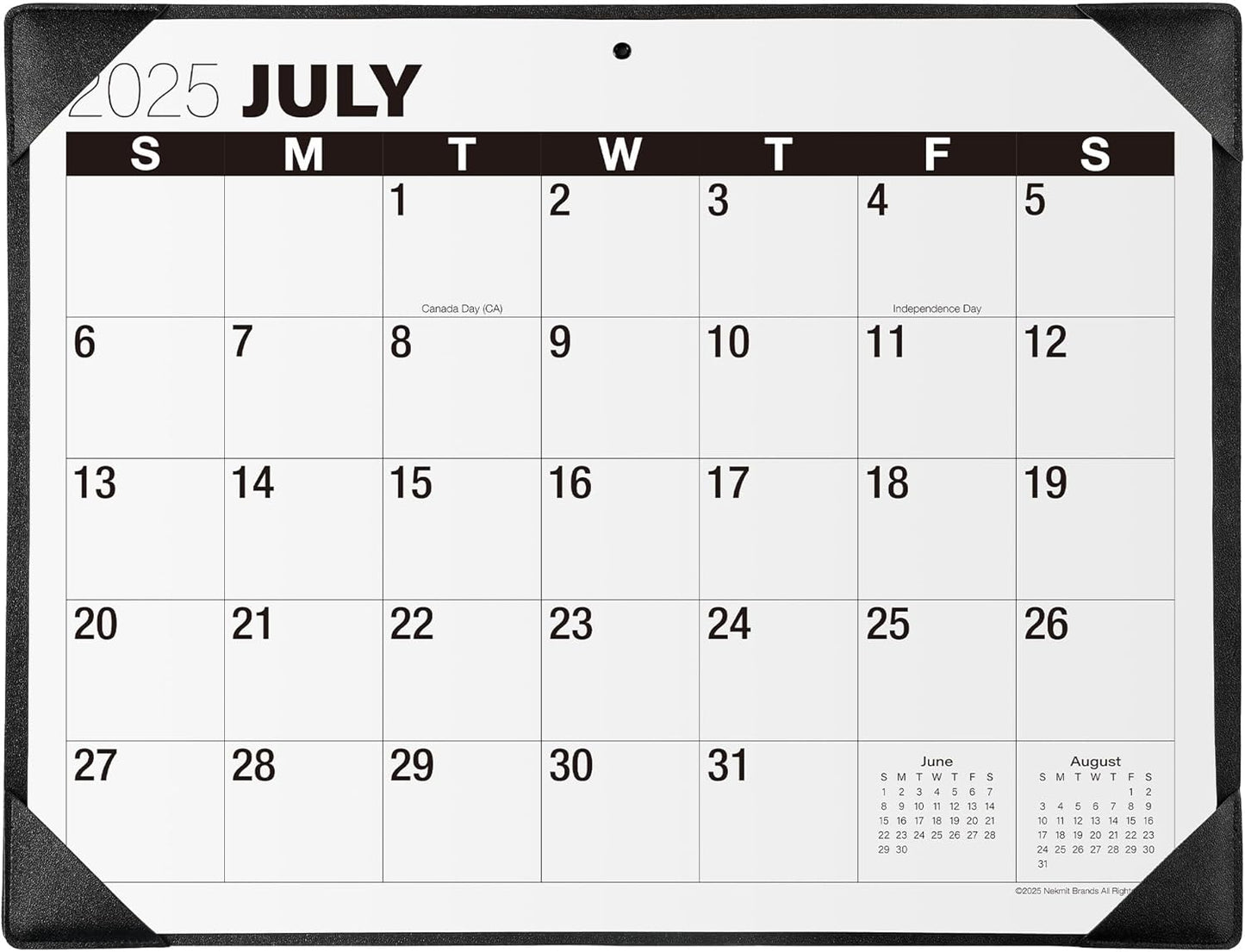 Nekmit 2025-2026 Desk Calendar, Large Print Desk Calendar with Desktop Mat, 21" x 16 1/2", Runs From Now to June 2026, for Home and Office, Black