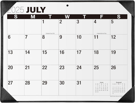 Nekmit Desk Calendar 2025-2026, Large Print Desk Calendar with Desktop Mat, 21" x 16 1/2", Runs From July 2025 to June 2026, for Home and Office, Black