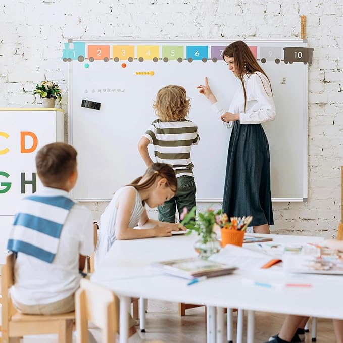 SWANCROWN Large White Board Dry Erase 60" x 48" Presentation Magnetic Whiteboard with Long Pen Tray, Dry Erase Board for Wall, School, Office and Home 5' x 4'