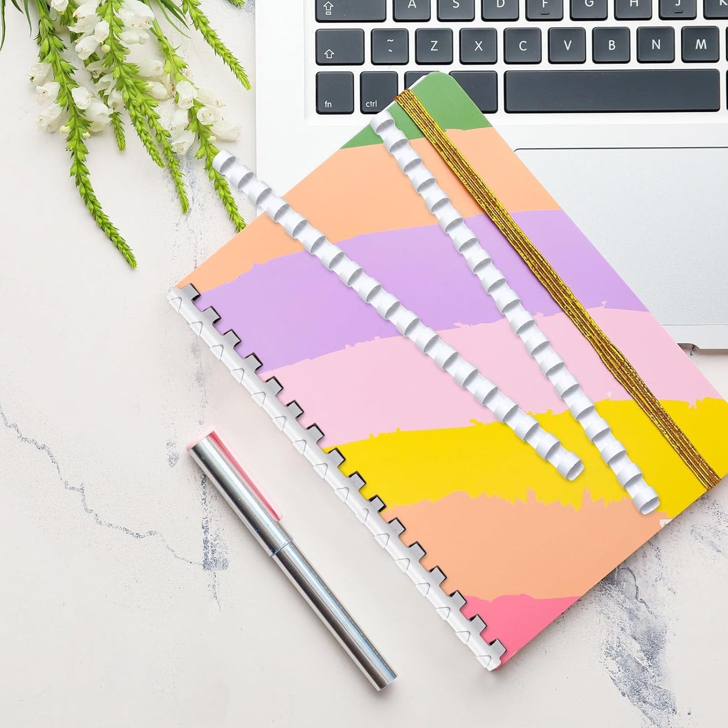 Maitys 300 Pcs Plastic Binding Combs Bulk 19 Ring Comb Spines Letter Size Spiral Binding for Notebook Calendar Picture (1/2 Inch,White)