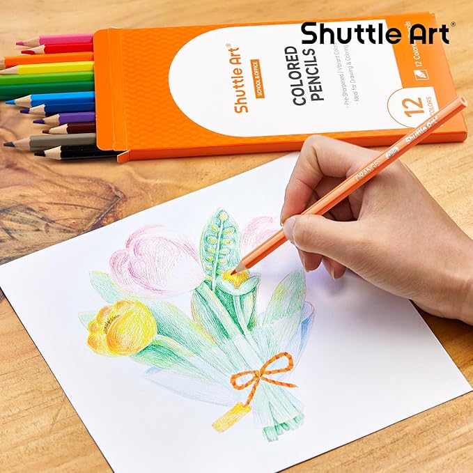 Shuttle Art 720 Colored Pencils Bulk, 12 Vibrant Colors, Pack of 60, Pre-sharpened Coloring Pencils, Wood Colored Pencil for Kids Teachers, Classroom Essentials, Back to School Supplies