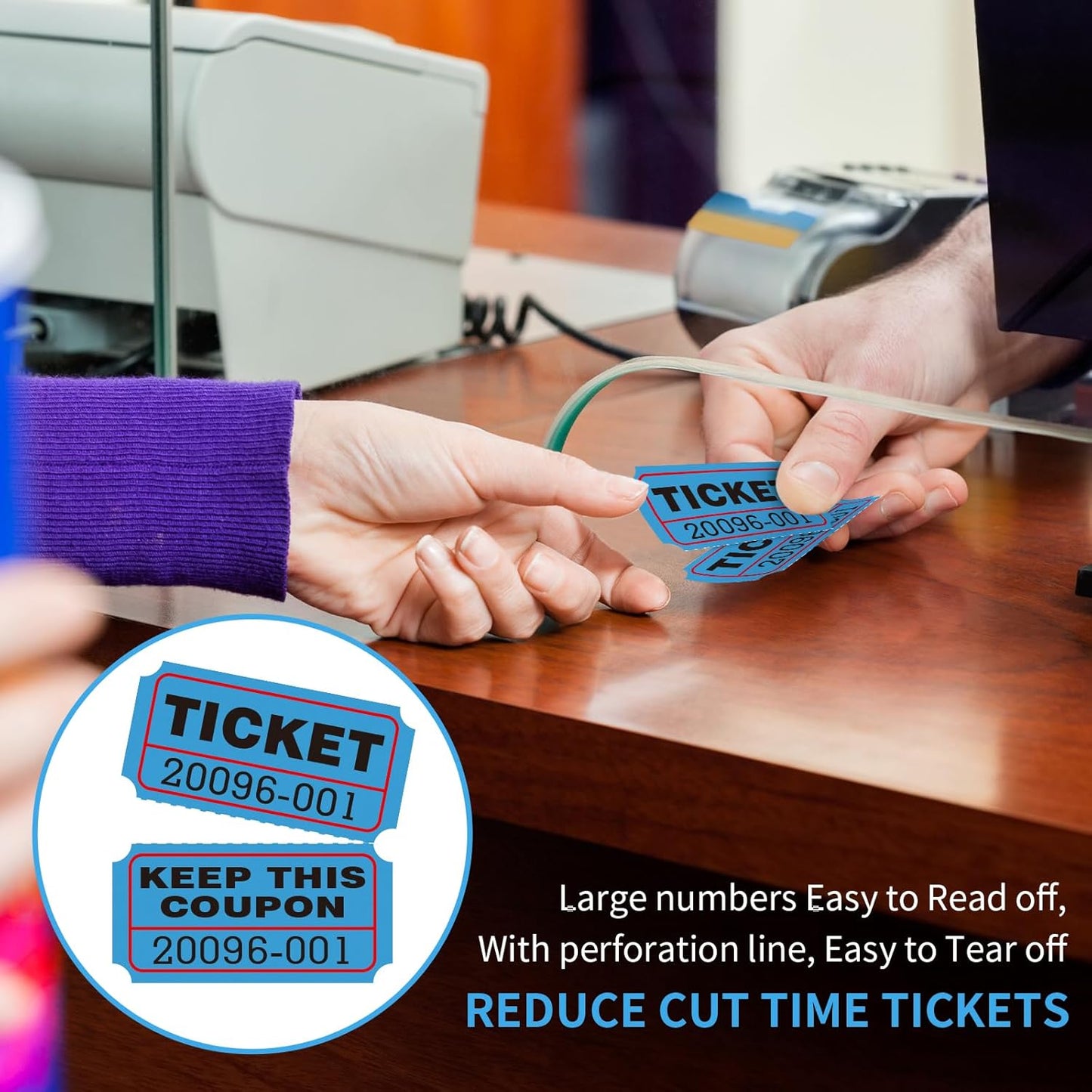 L LIKED 4000 Pairs Double Raffle Tickets - 4 Assorted Colors (Blue, Yellow, Red, Green), 1000 Tickets per Roll for Events, Fundraisers & Parties